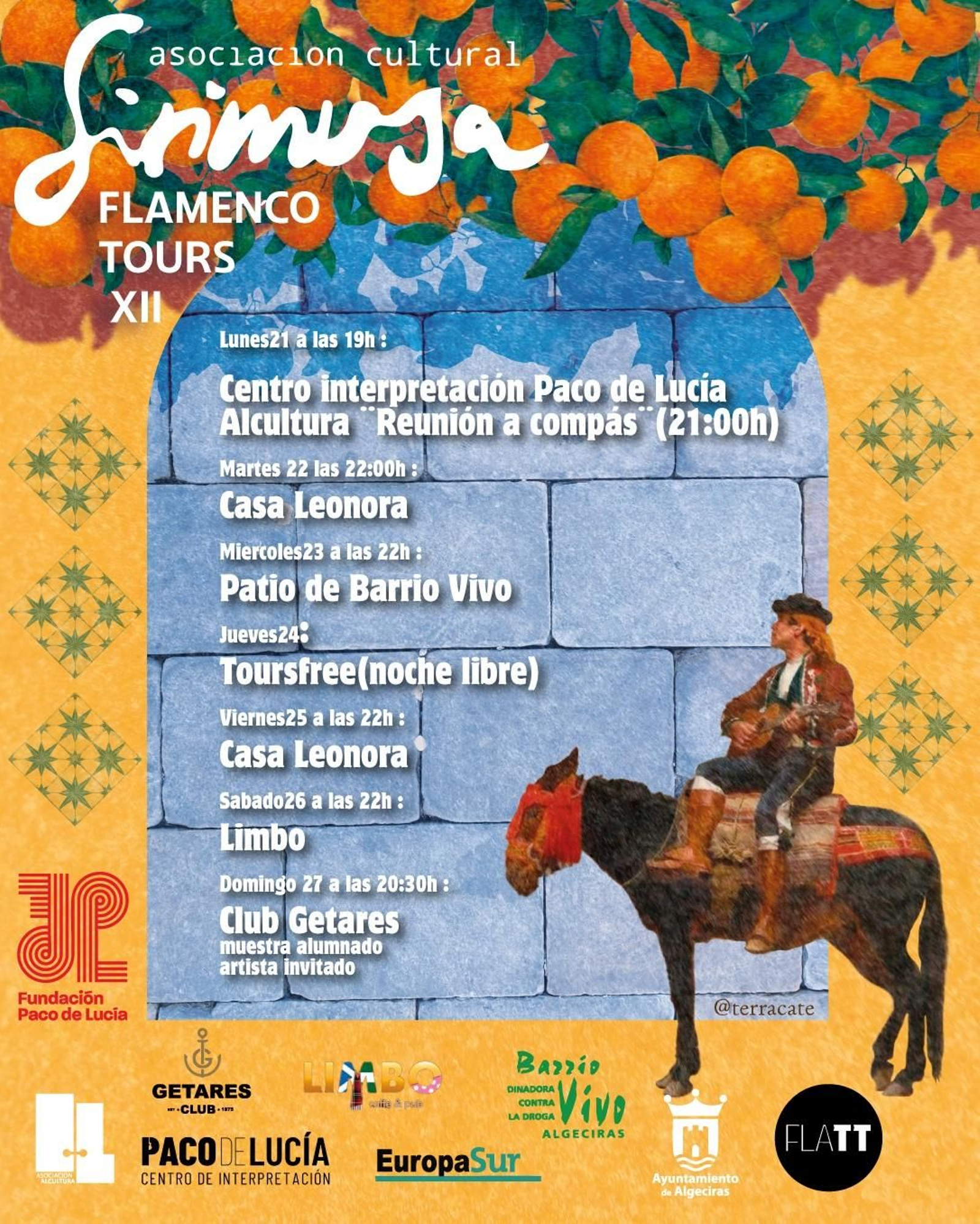 Cartel con la programación de la XII del Sirimusa Flamenco Tours. Cartel con la programación de la XII del Sirimusa Flamenco Tours.