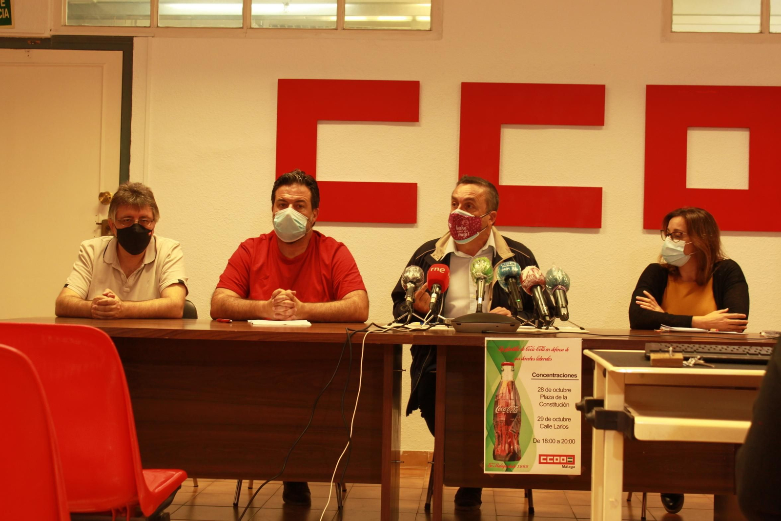 Rueda de prensa de los representantes de CCOO Málaga.