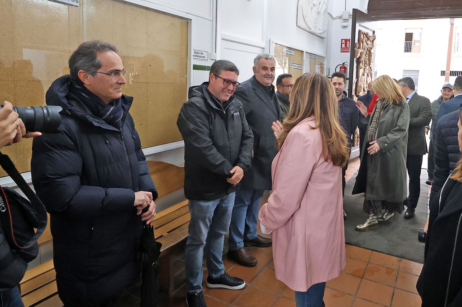 Fotografías de la colocación de la primera piedra de las obras de ampliación y reforma de la Escuela de Arte y Superior de Diseño León Ortega de Huelva