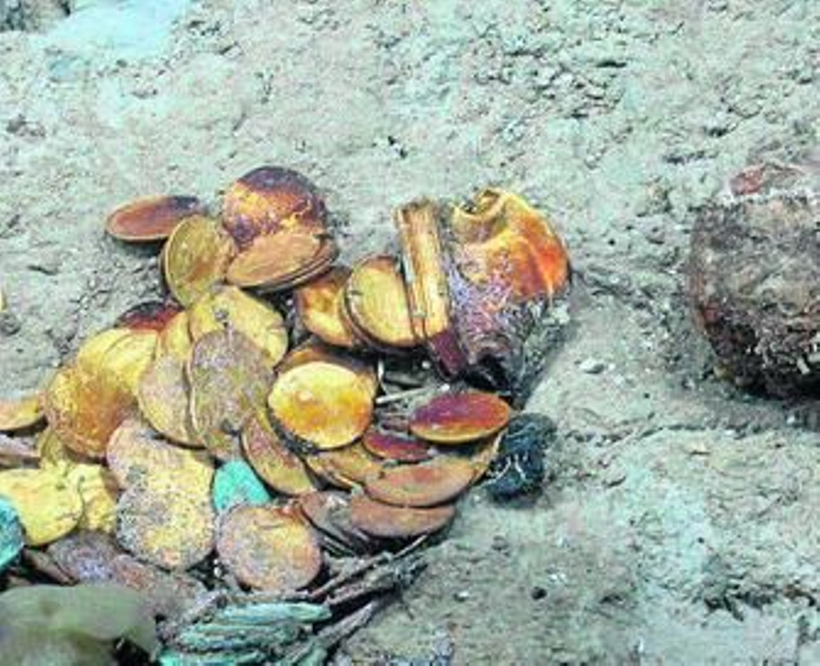 Imagen de archivo de varias de las monedas halladas por 'Odyssey'.