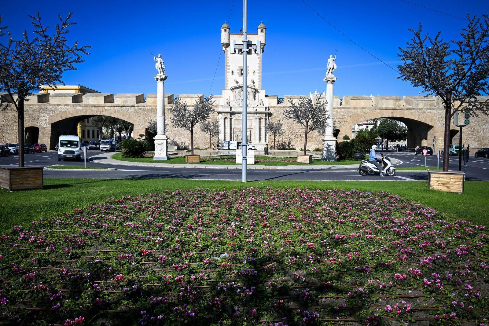 Jardines en la plaza de la Constitución de la capital gaditana.