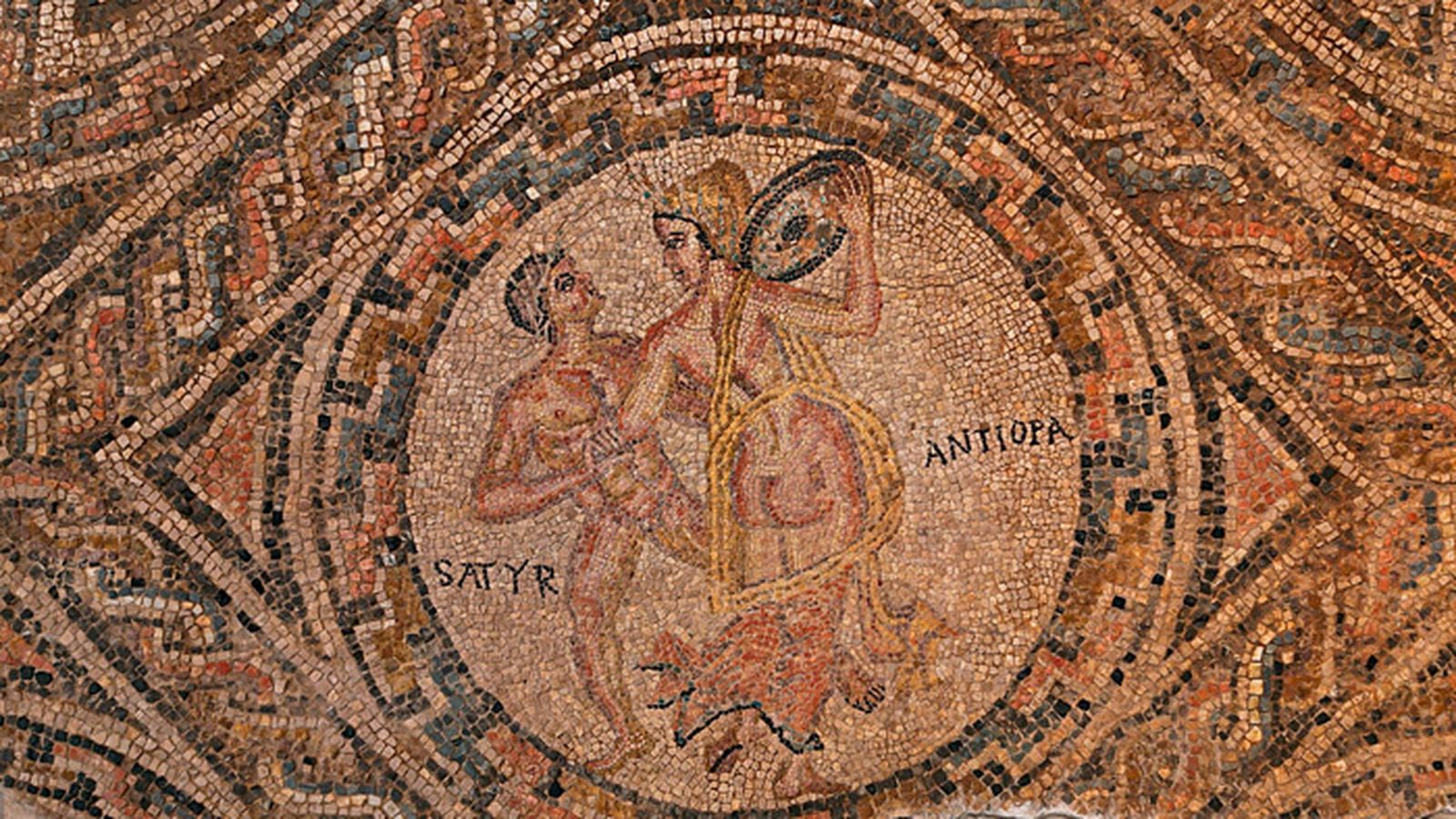 Mosaico encontrado en la Villa Antiopa.