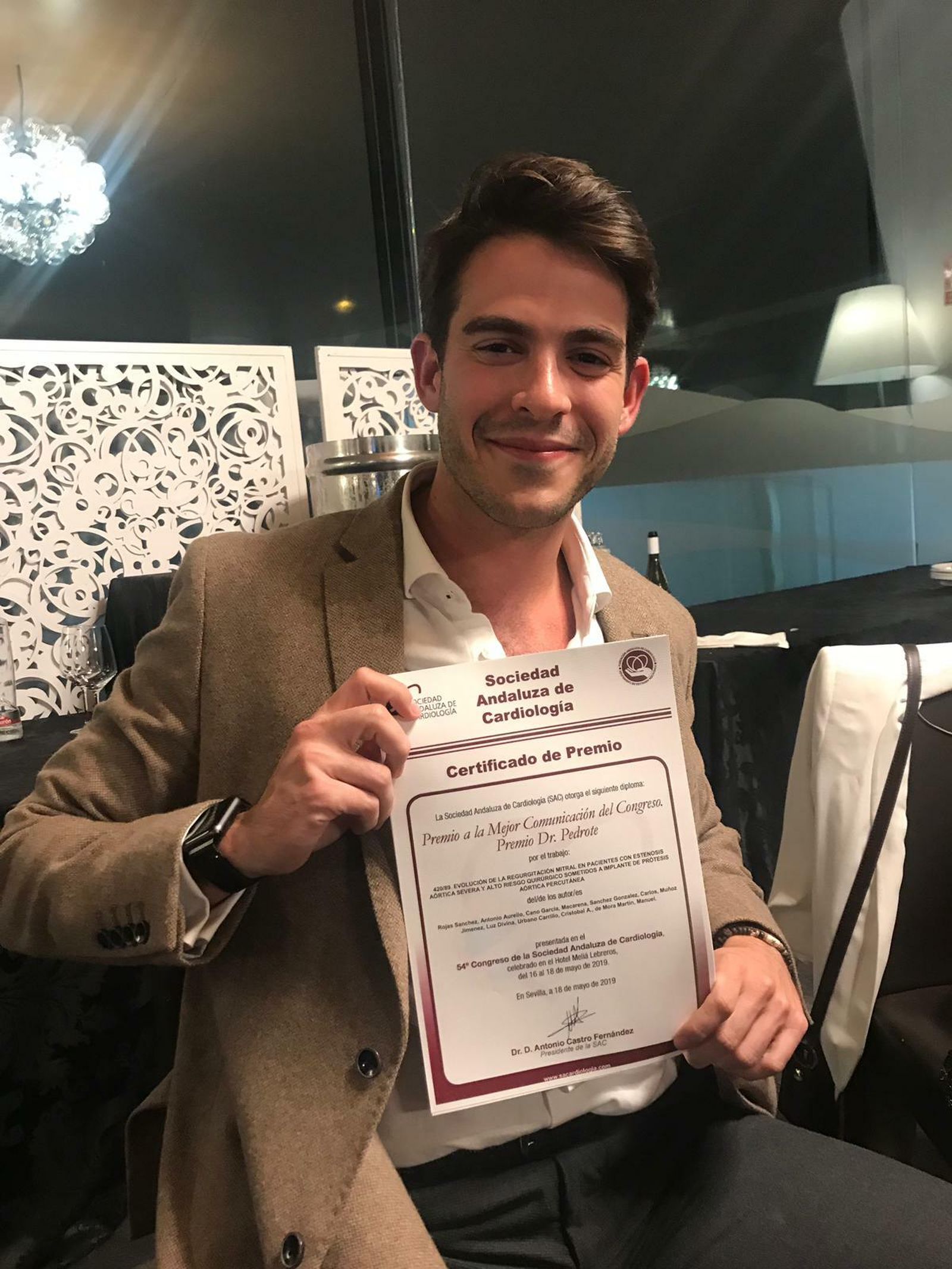 Aurelio Rojas, el residente de Cardiología del Hospital Regional de Málaga premiado.