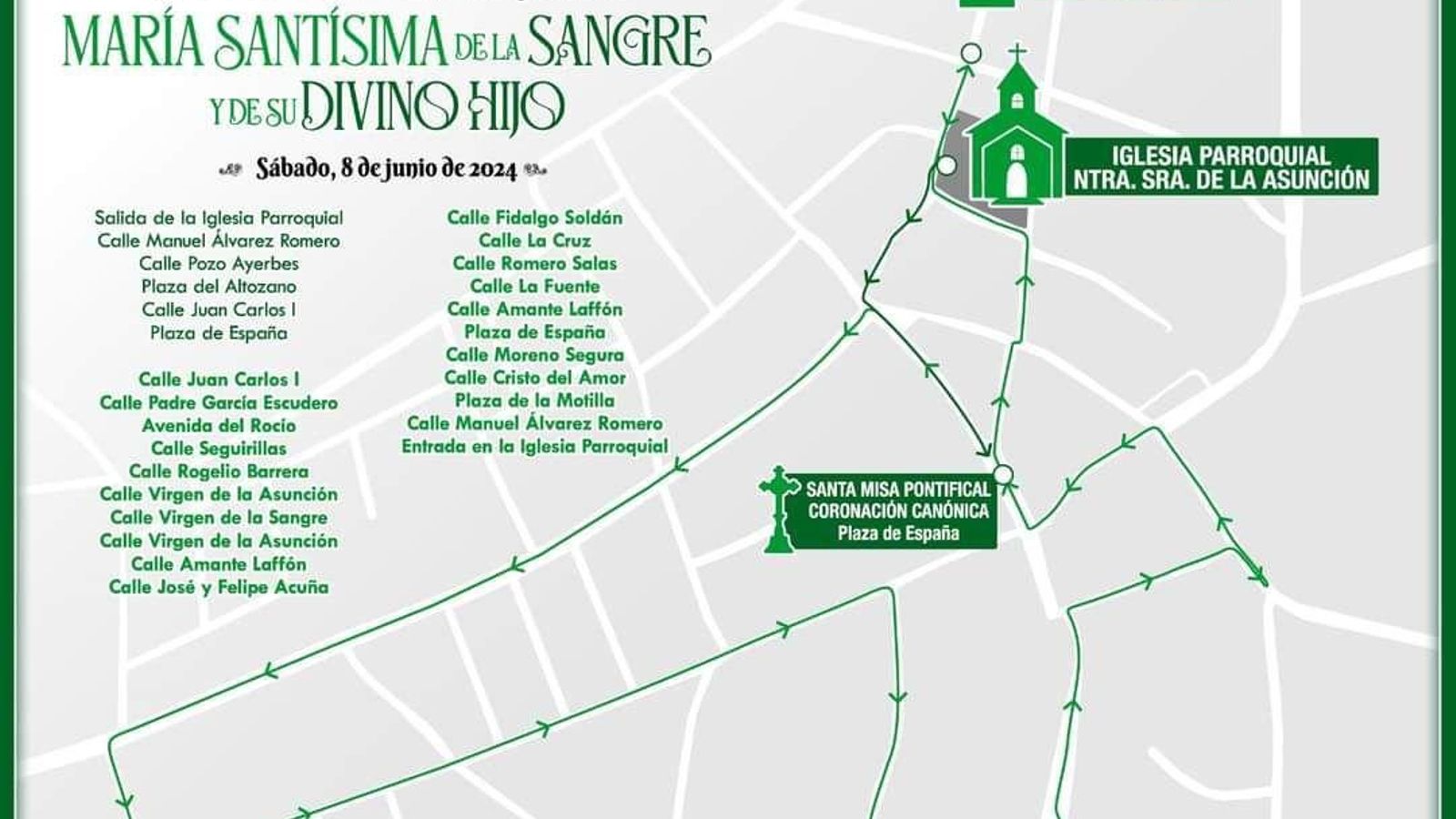 Horarios e itinerarios de la procesión de la Virgen de la Sangre
