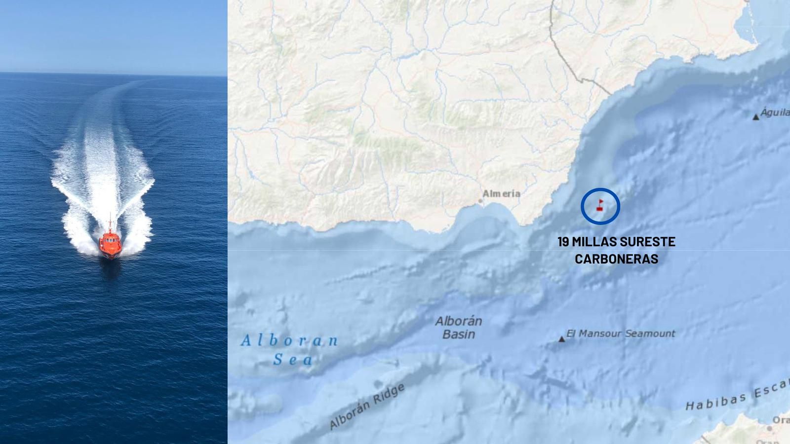 Punto en el que fue avistada la patera.