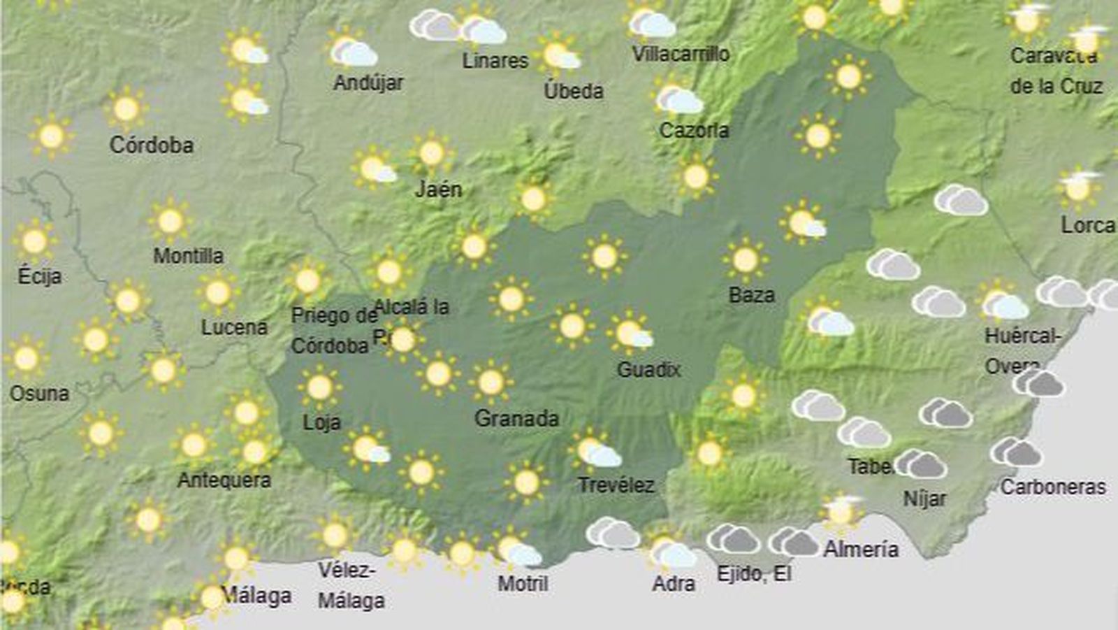 El Tiempo en Granada el 6 de enero de 2026