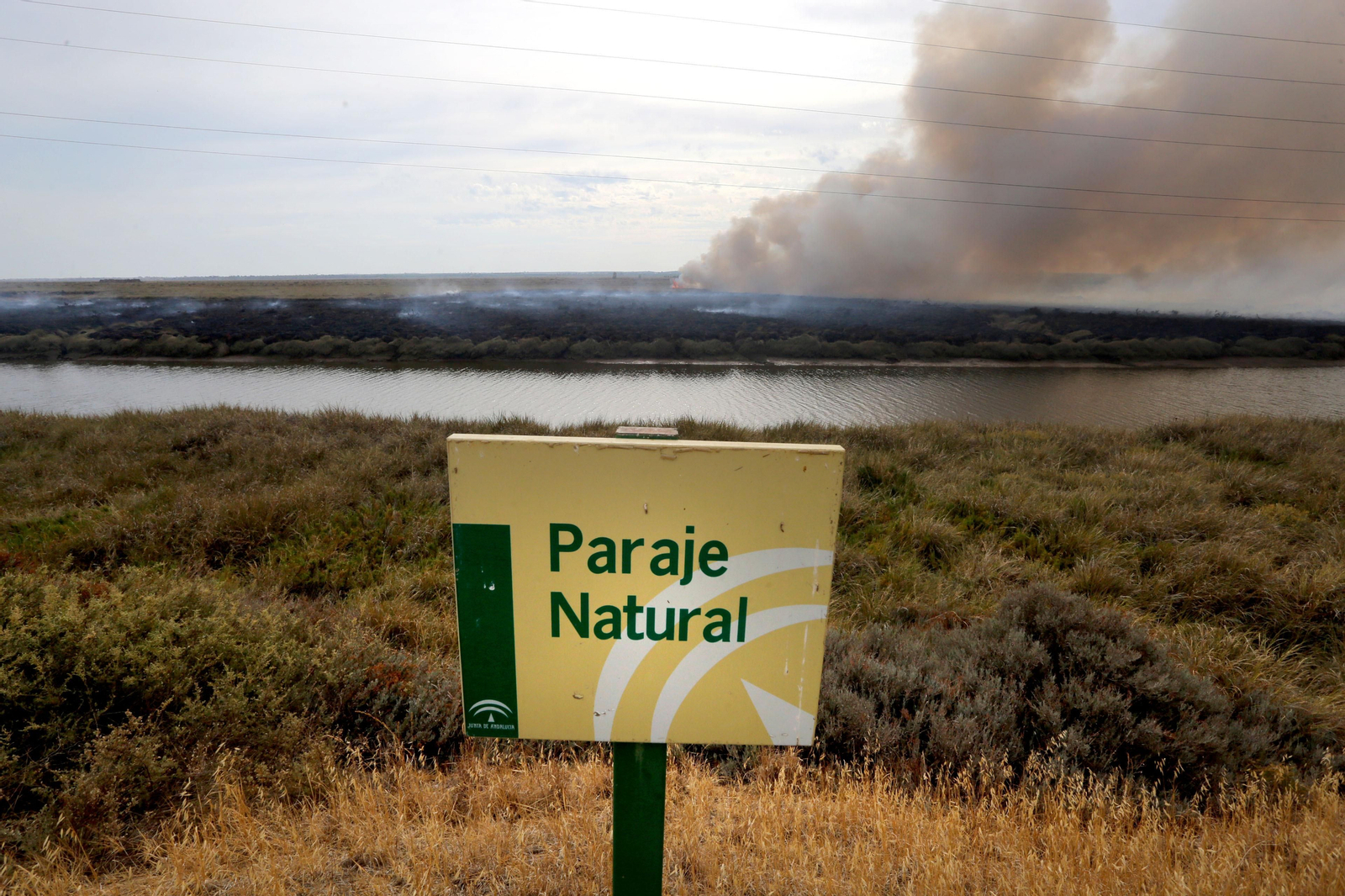 Imágenes del incendio declarado en marismas del Odiel