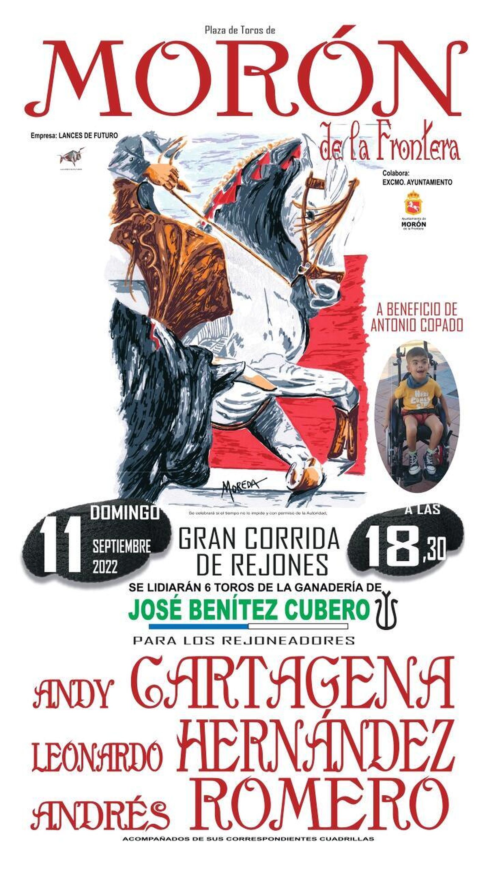 Cartel de la corrida de rejones benéfica de Morón de la Frontera.