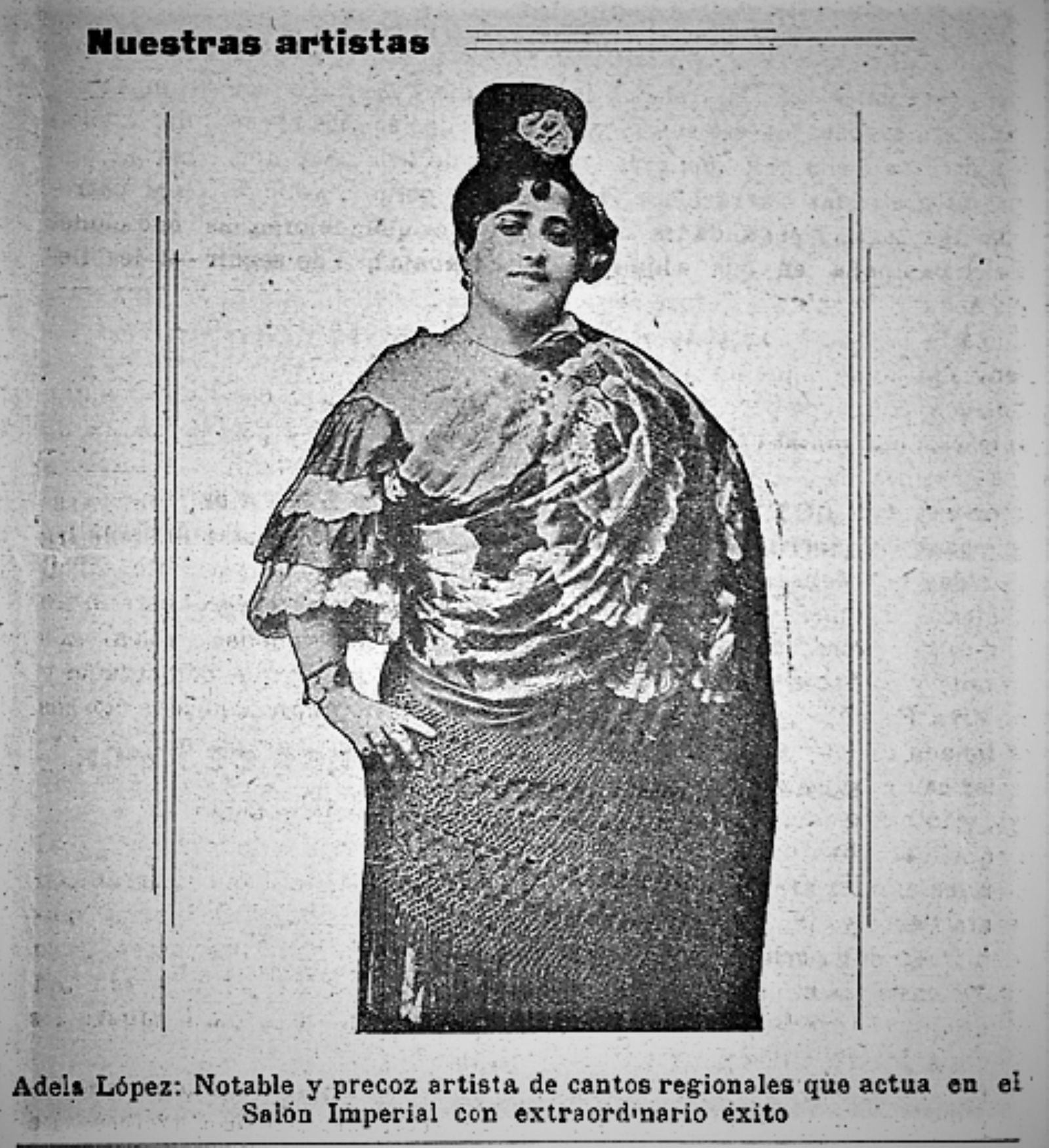 Adelita López actuaba por aquellos días en el Salón Imperial.