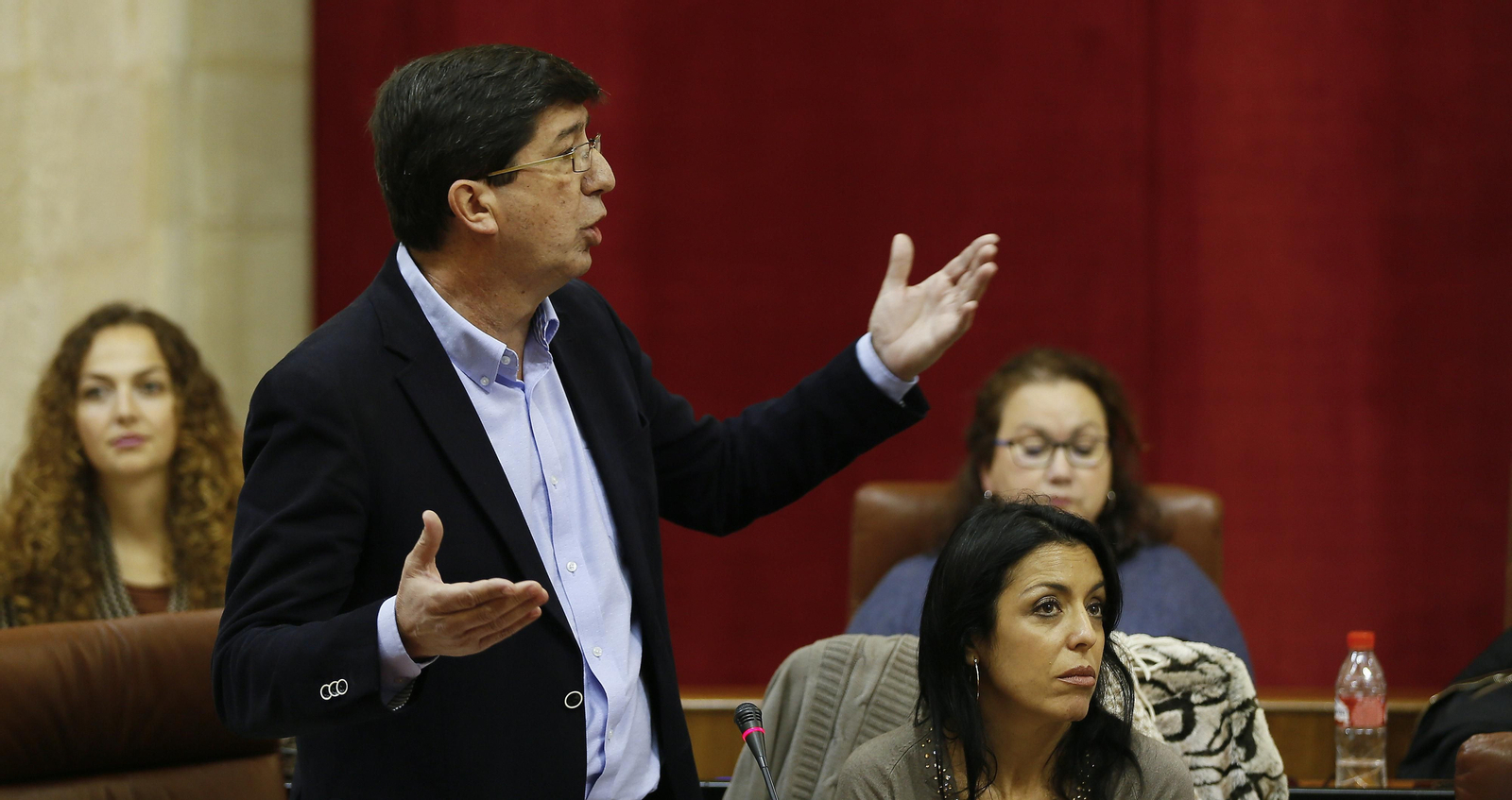 Juan Marín, portavoz de Ciudadanos, en el Parlamento andaluz.