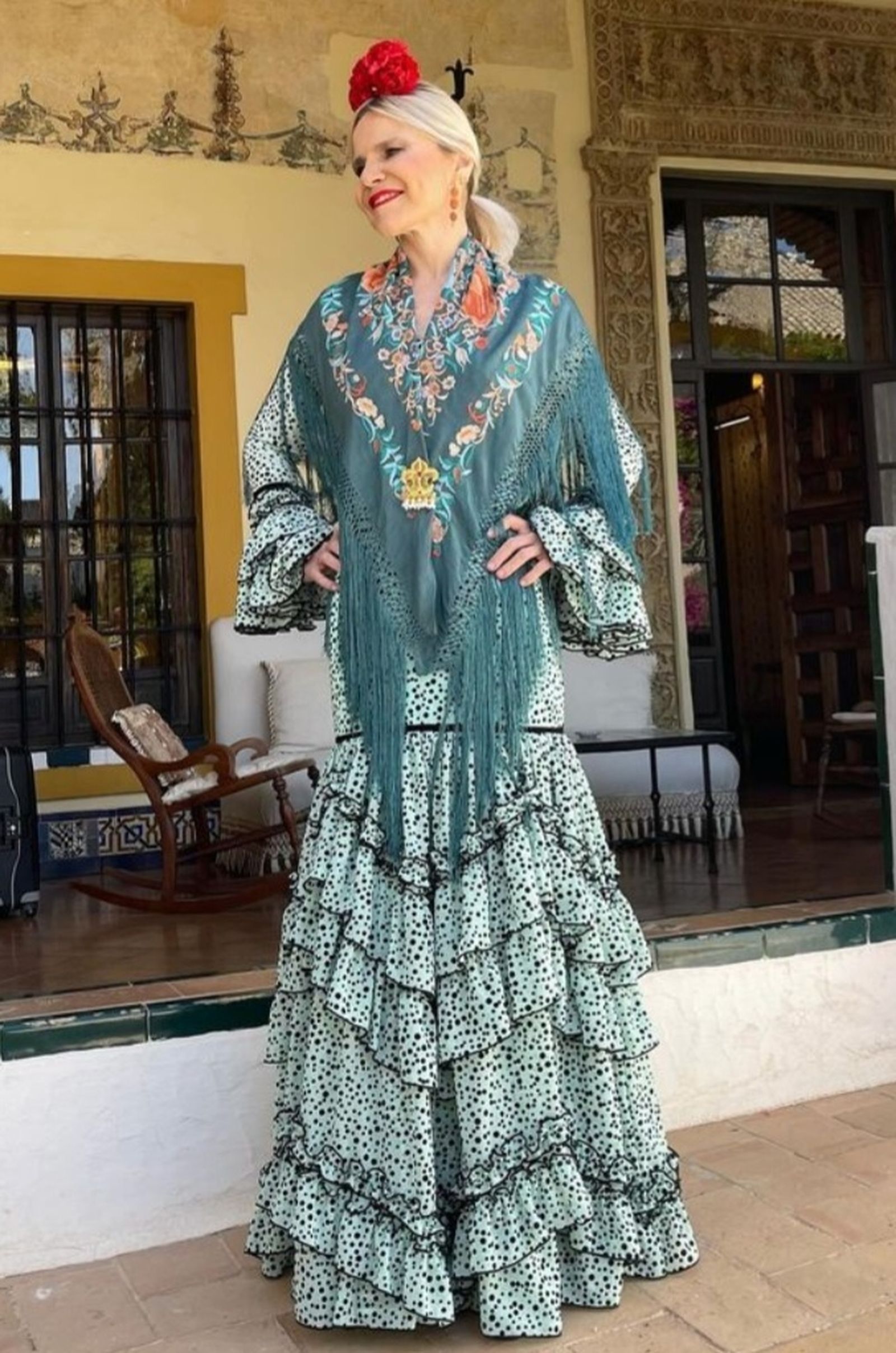 Eugenia Martínez de Irujo, vestida de Notelodigo Moda Flamenca