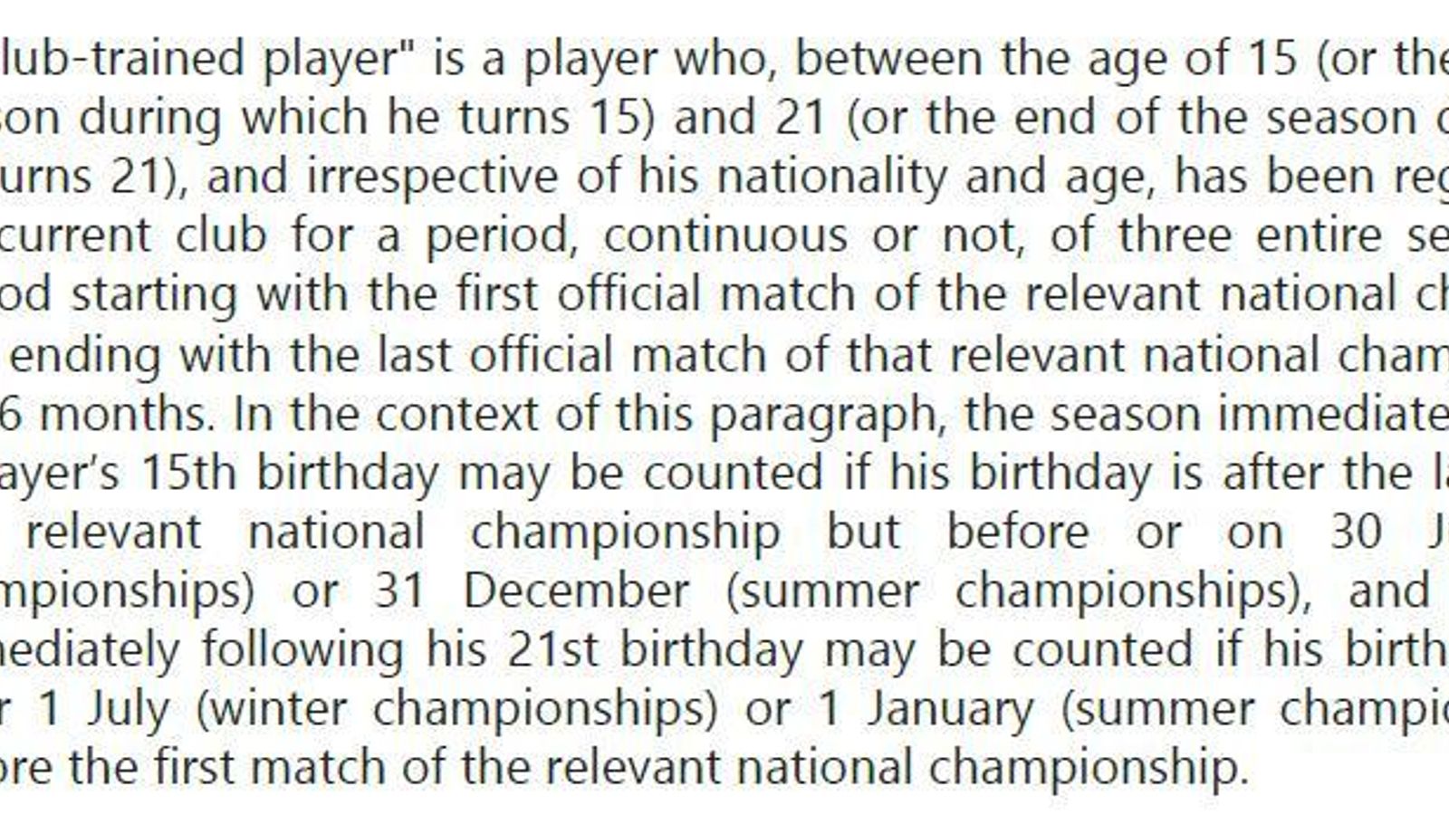 Reglamento UEFA, descripción de canterano: club-trainer-player.