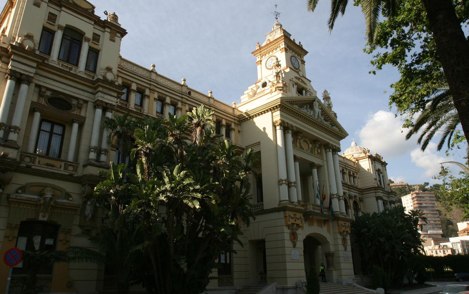 Fachada principal del Ayuntamiento de Málaga.