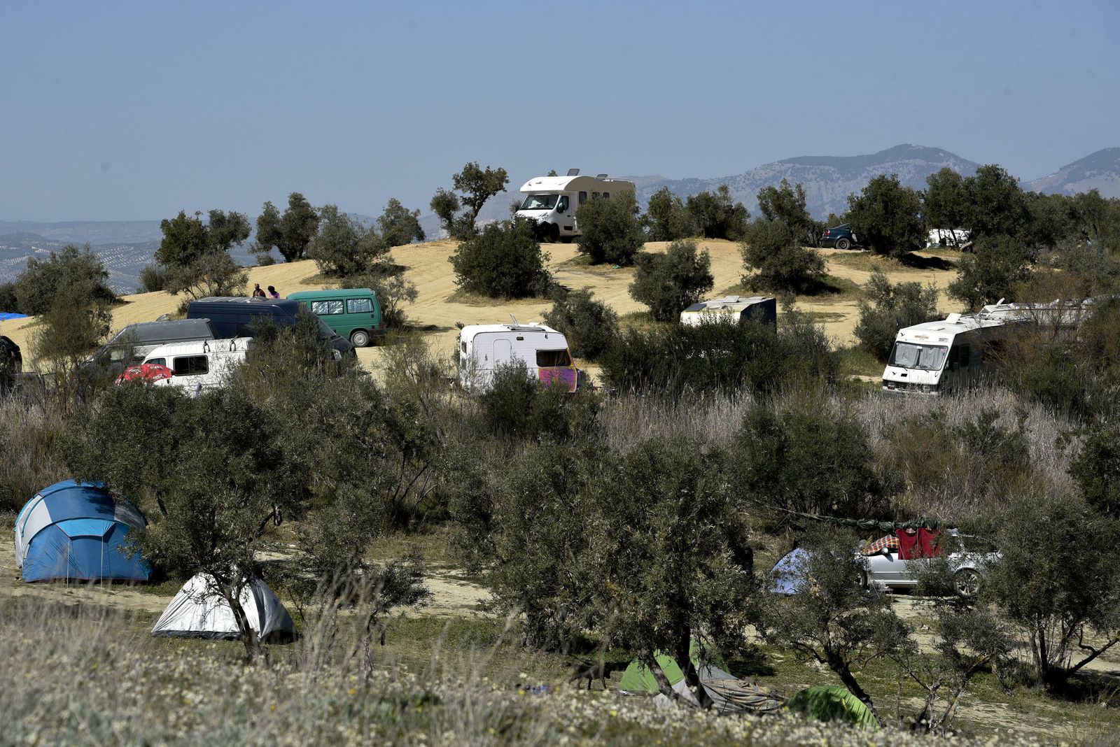 Caravanas aparcadas en Santa Fe