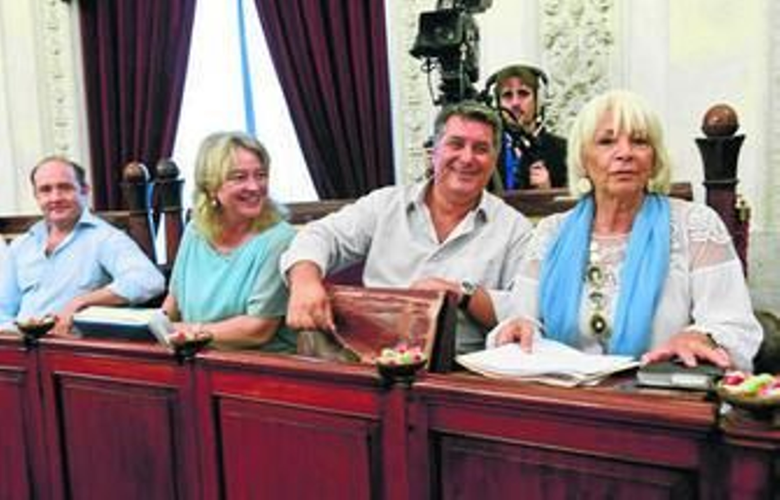 Juan José Ortiz, Mercedes Colombo, Ignacio Romaní y Teófila Martínez, en uno de los últimos plenos.