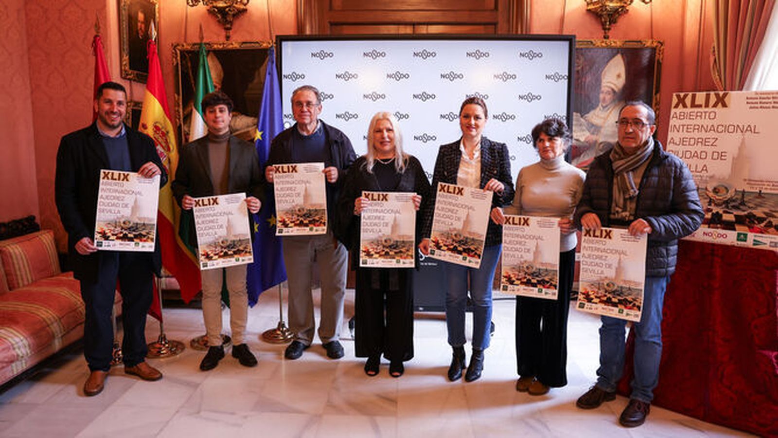 Un momento de la presentación del Abierto Internacional de Ajedrez Ciudad de Sevilla.