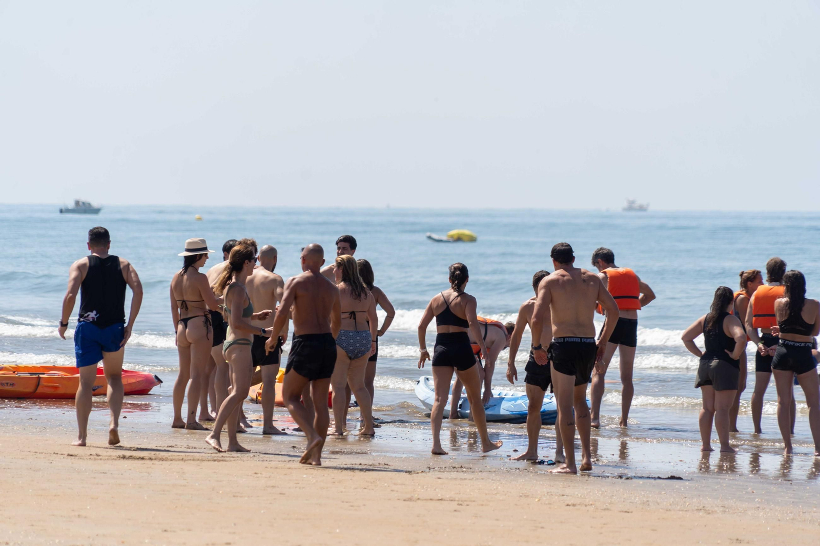 Ambiente de las playas de Punta Umbría la mañana del sábado 9 de agosto