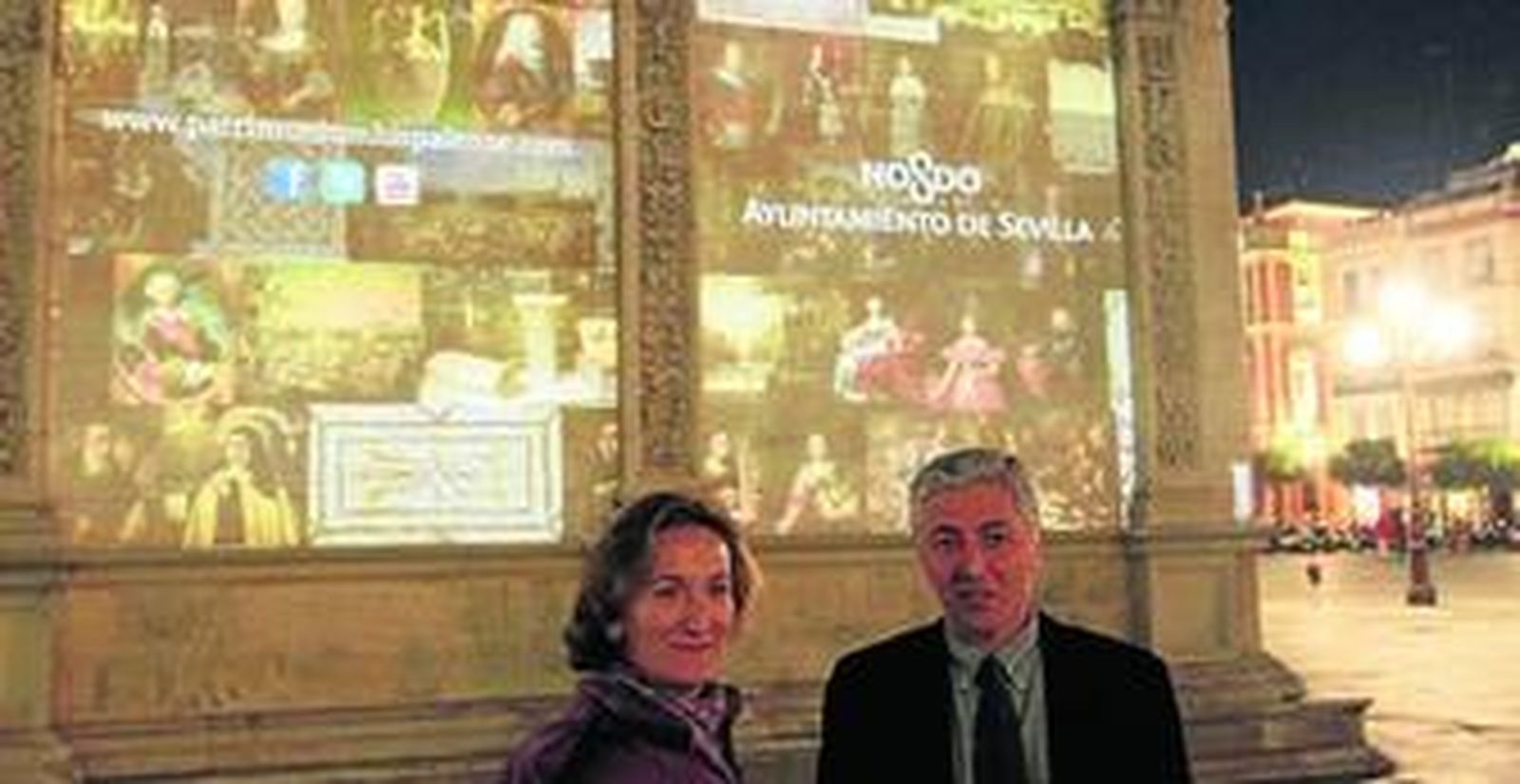 Los delegados municipales de Cultura y Urbanismo, Mar Sánchez Estrella y Maximiliano Vílchez, ayer en el estreno de la proyección.