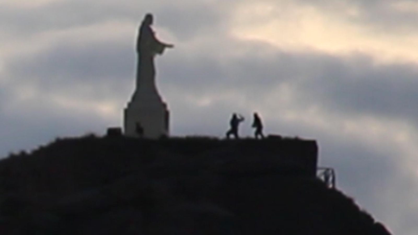 El animal huye mientras le lanzan piedras.