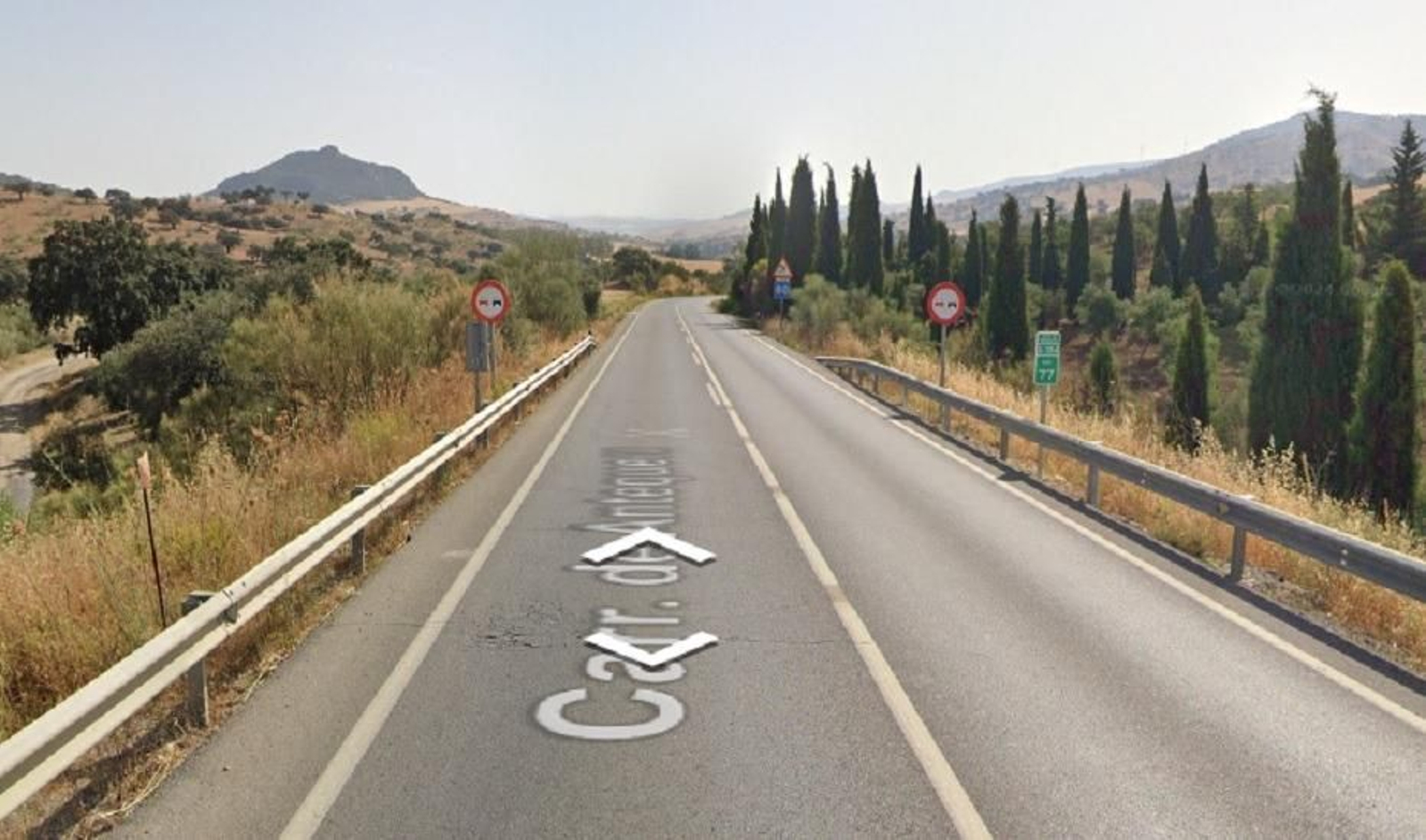 Tramo de la A-384 donde ha tenido lugar el accidente Tramo de la A-384 donde ha tenido lugar el accidente
