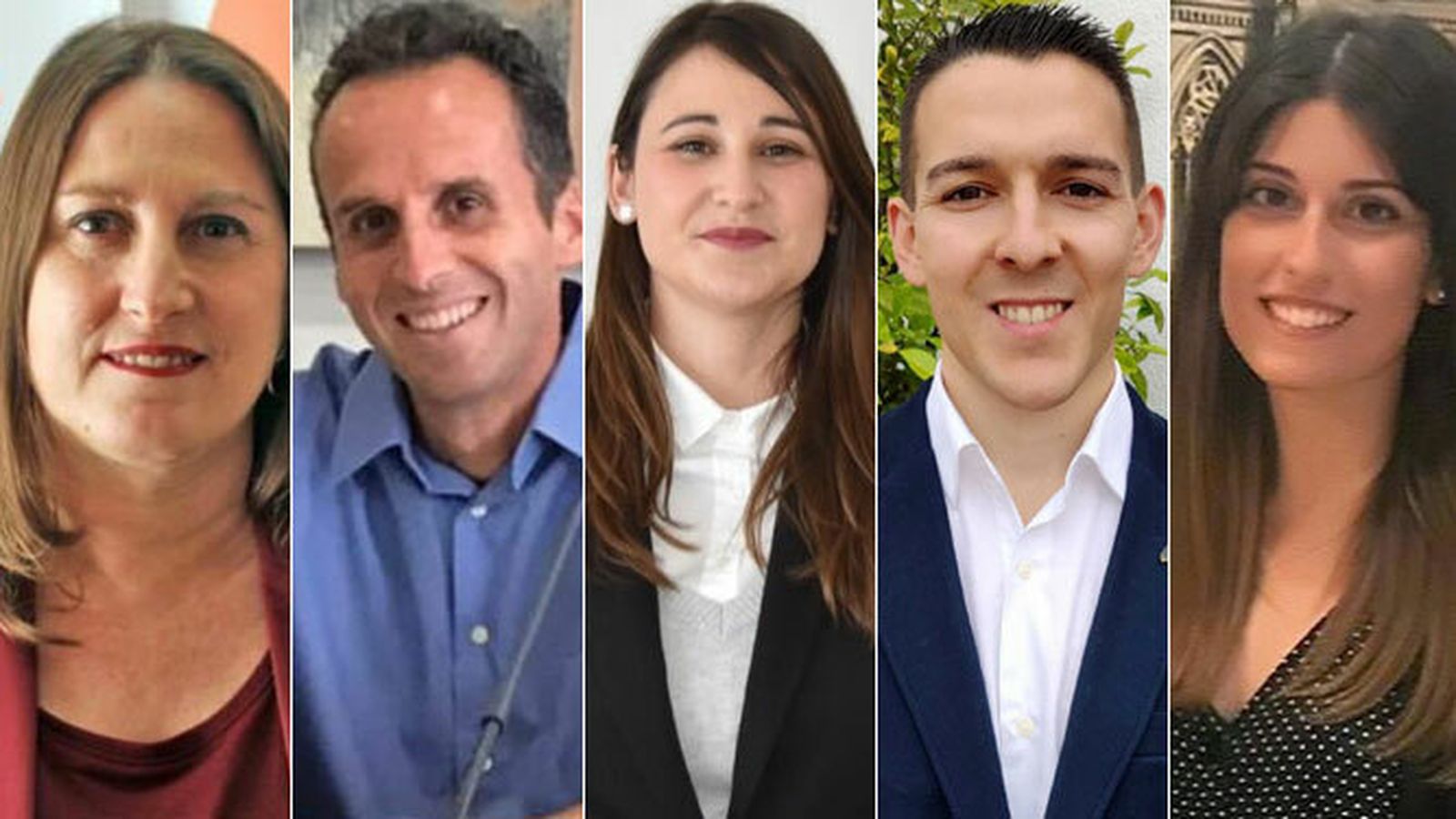 De izquierda a derecha, Regla Moreno (número 1), Francis Posada (número 2), Soraya Rendón (número 3), Alberto Jiménez (número 4) y Elisabeth León (número 5).