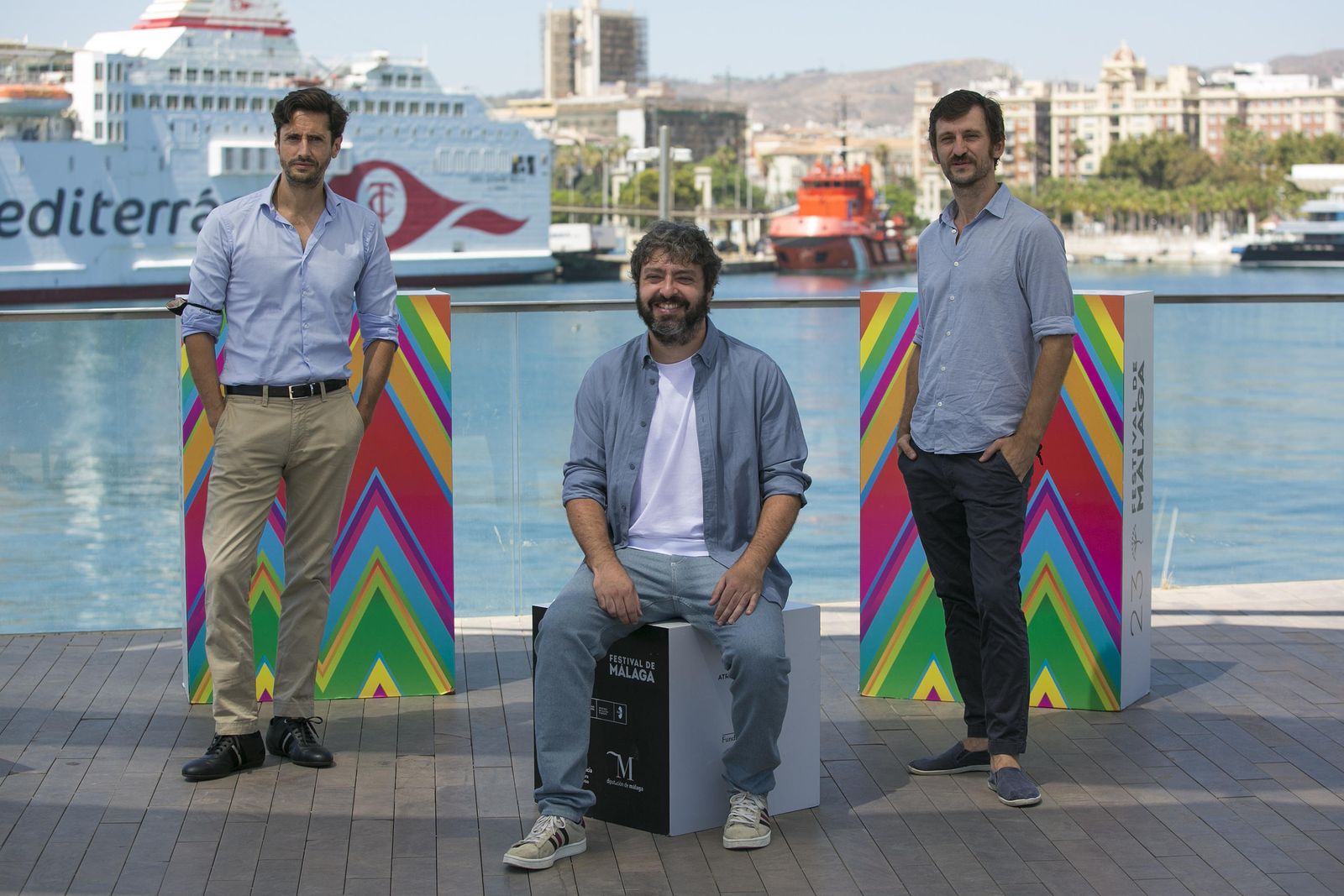 Juan Diego Botto, Víctor García León y Rául Arévalo, este viernes en Málaga, donde han presentado 'Los europeos'.