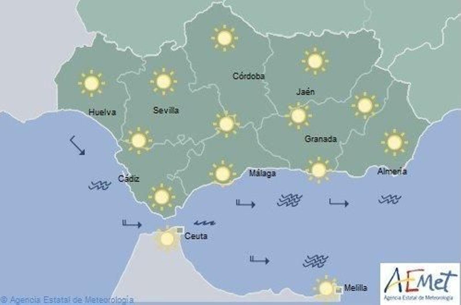 Previsión de Aemet para este lunes.