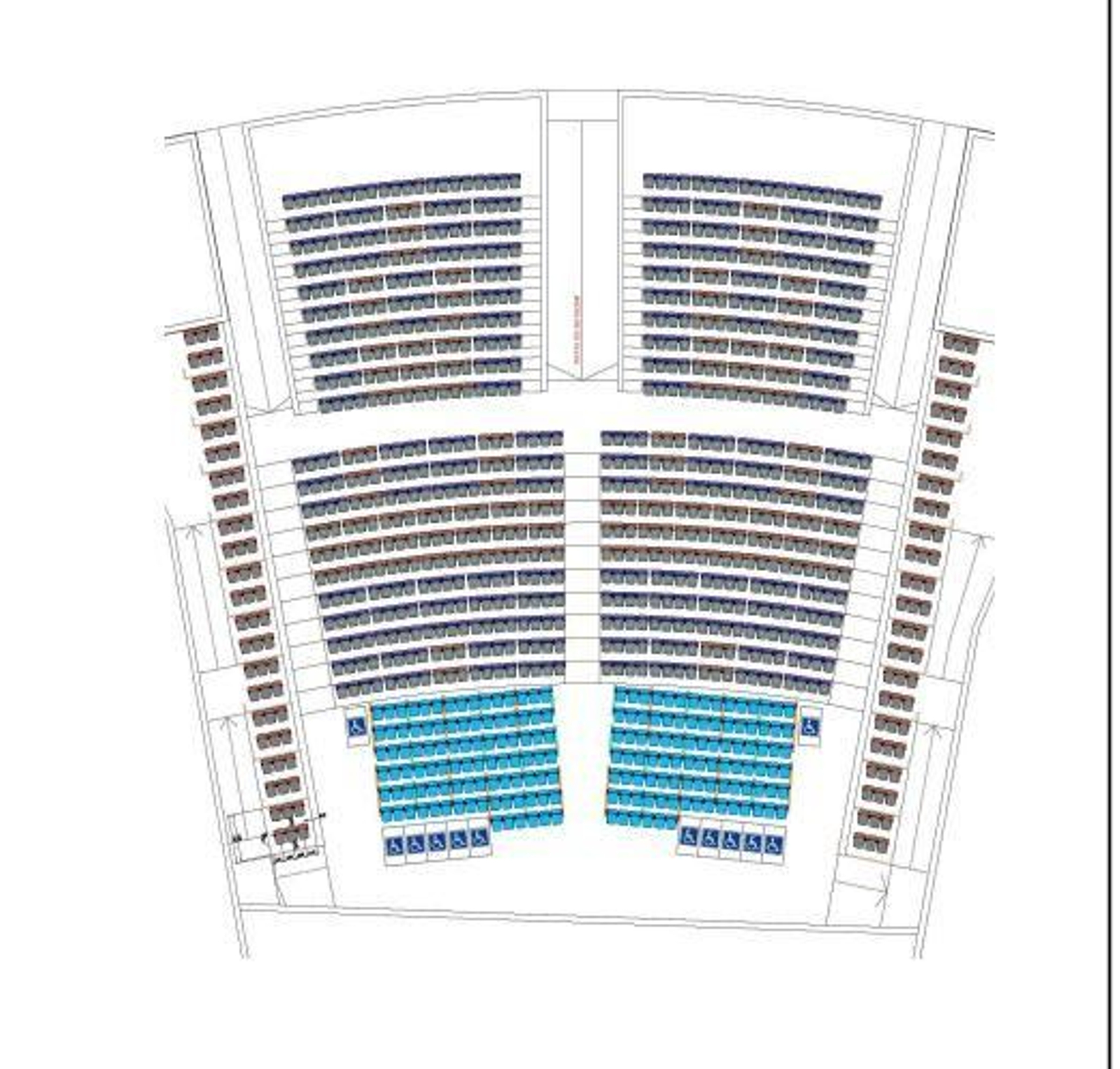 Así quedará la disposición de los asientos del Teatro del Parque de Cádiz.