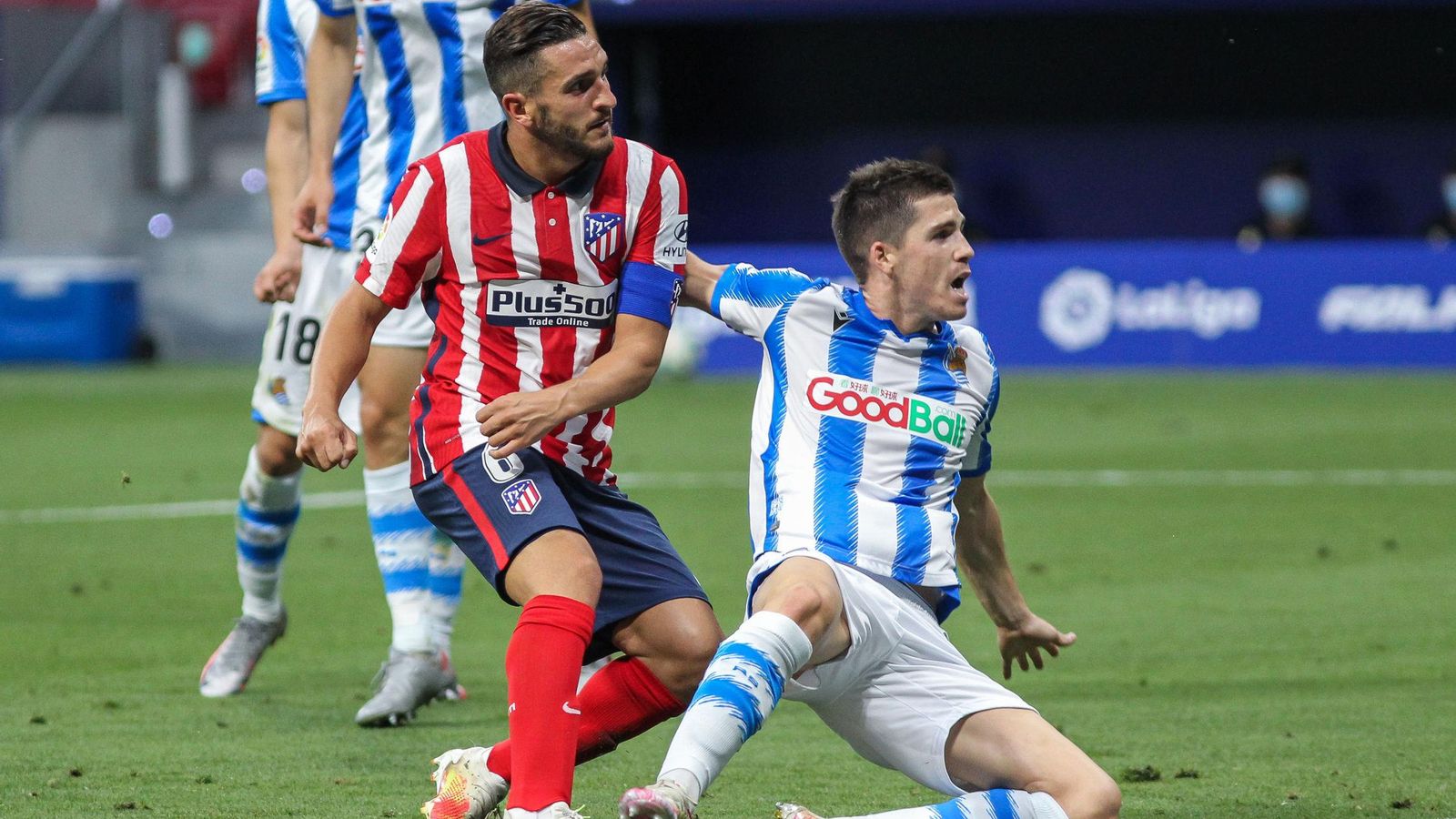 Koke y Zubeldia en la jugada del gol del capitán atlético