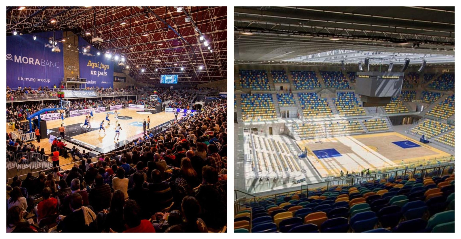 El Govern Andorra (a la izquierda) y el Gran Canaria Arena (a la derecha).