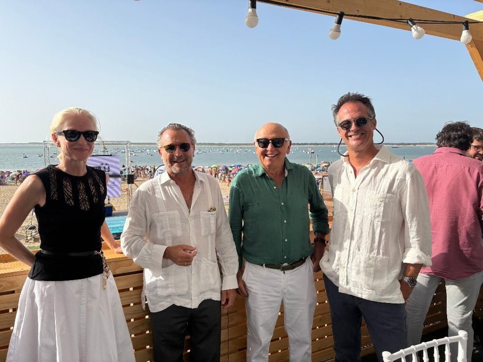 La pintora Uta Geug, Fernando Pouso, Miguel Sáchez Delage y Daniel Benítez.