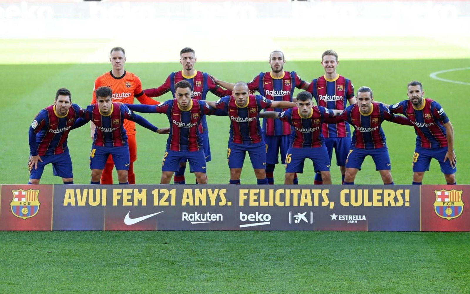 Formación del Barça en el encuentro de la pasada jornada contra el Osasuna.