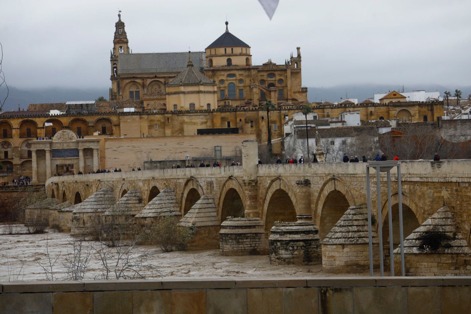 El río Guadalquivir a su paso por Córdoba tras la borrasca Kristin
