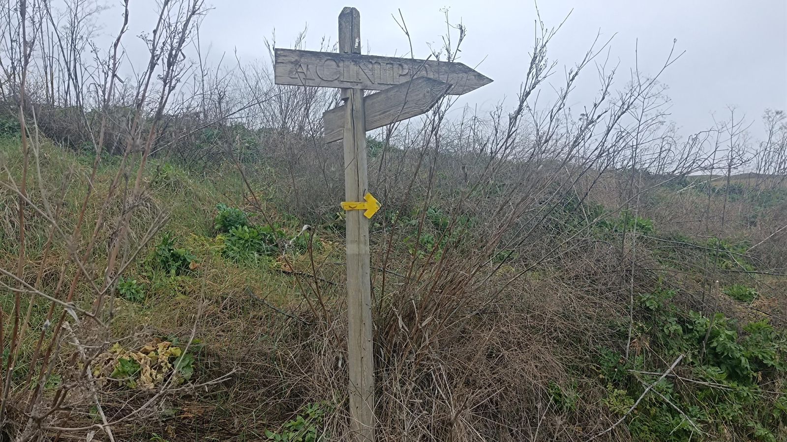 Veremos señales indicando cómo llegar a las ruinas romanas de Acinipo. También hay flechas amarillas.