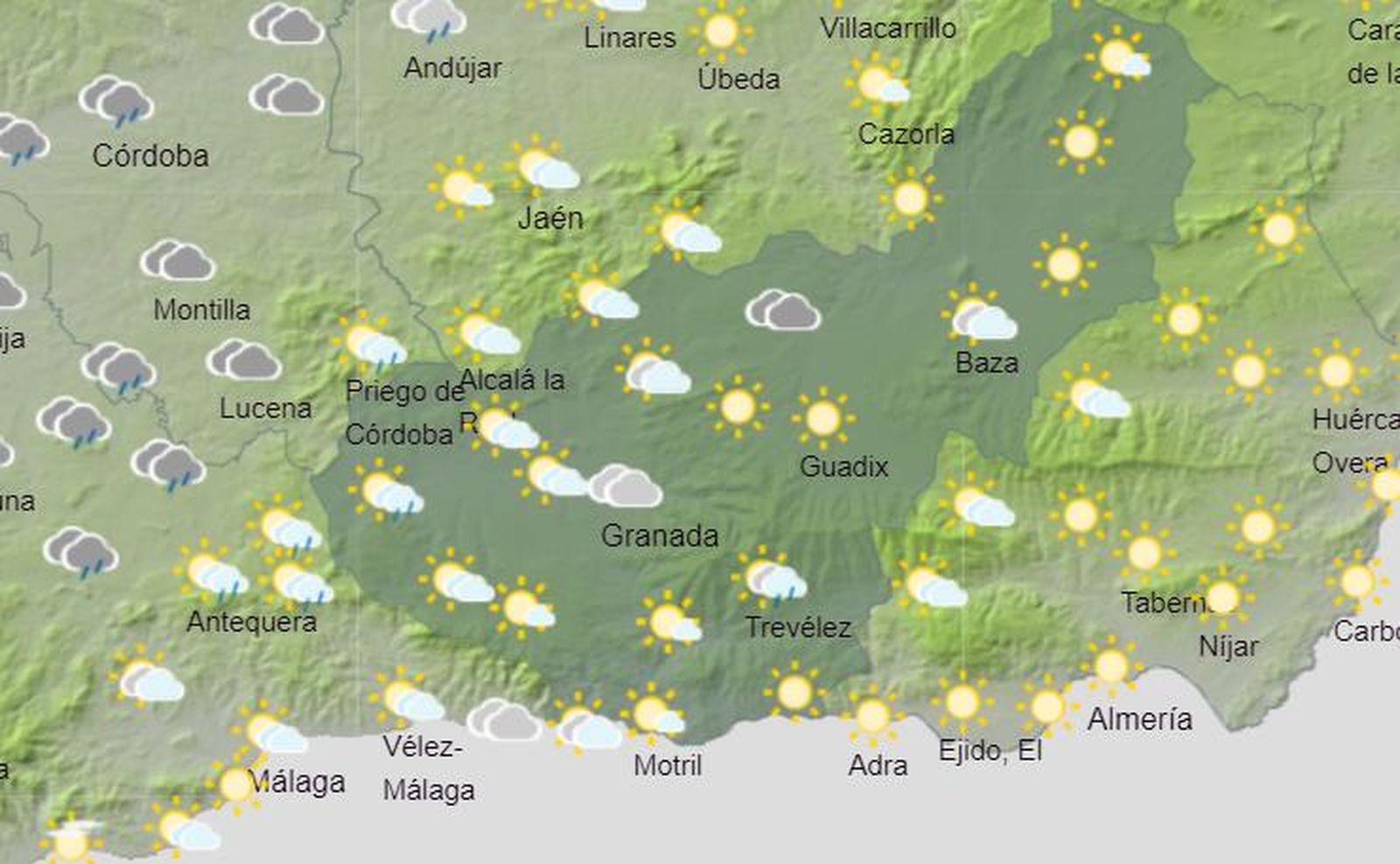 Tiempo en Granada | Nubes y chubascos en varios puntos de la provincia