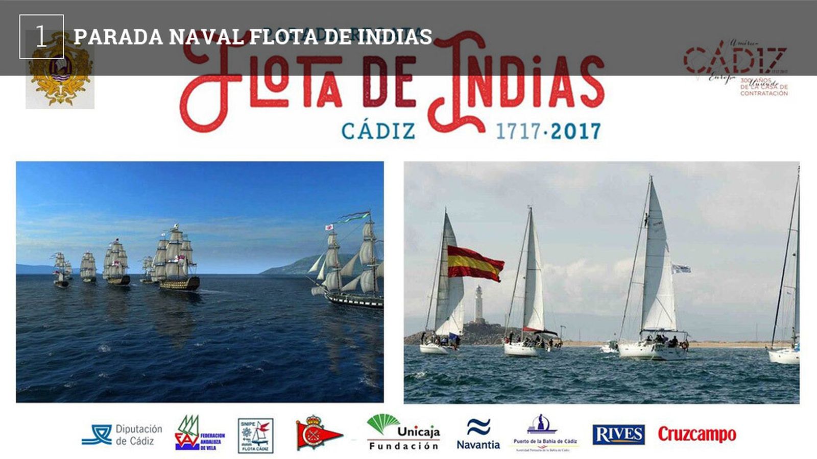 La Regata y Parada Naval Flota de Indias se celebra este domingo a partir de las 13:30 horas, tras haber sido aplazada como consecuencia del fuerte temporal de levante del pasado fin de semana. En lo que respecta a la prueba en sí misma, los participantes se concentrarán a las 13:00 horas en la zona de la Punta de San Felipe para formar en línea y realizar después el recorrido previsto, por la Canal Sur, a partir de las 13:30 horas, que podrá ser visto por los espectadores desde balcones de excepción como son las Murallas de San Carlos, la Alameda Apodaca, el Paseo de Santa Bárbara, la playa de La Caleta o los dos castillos que la flanquean, Santa Catalina y San Sebastián. Pero además, en Santa Bárbara se dispondrán talleres infantiles, hinchables y otras actividades lúdicas.