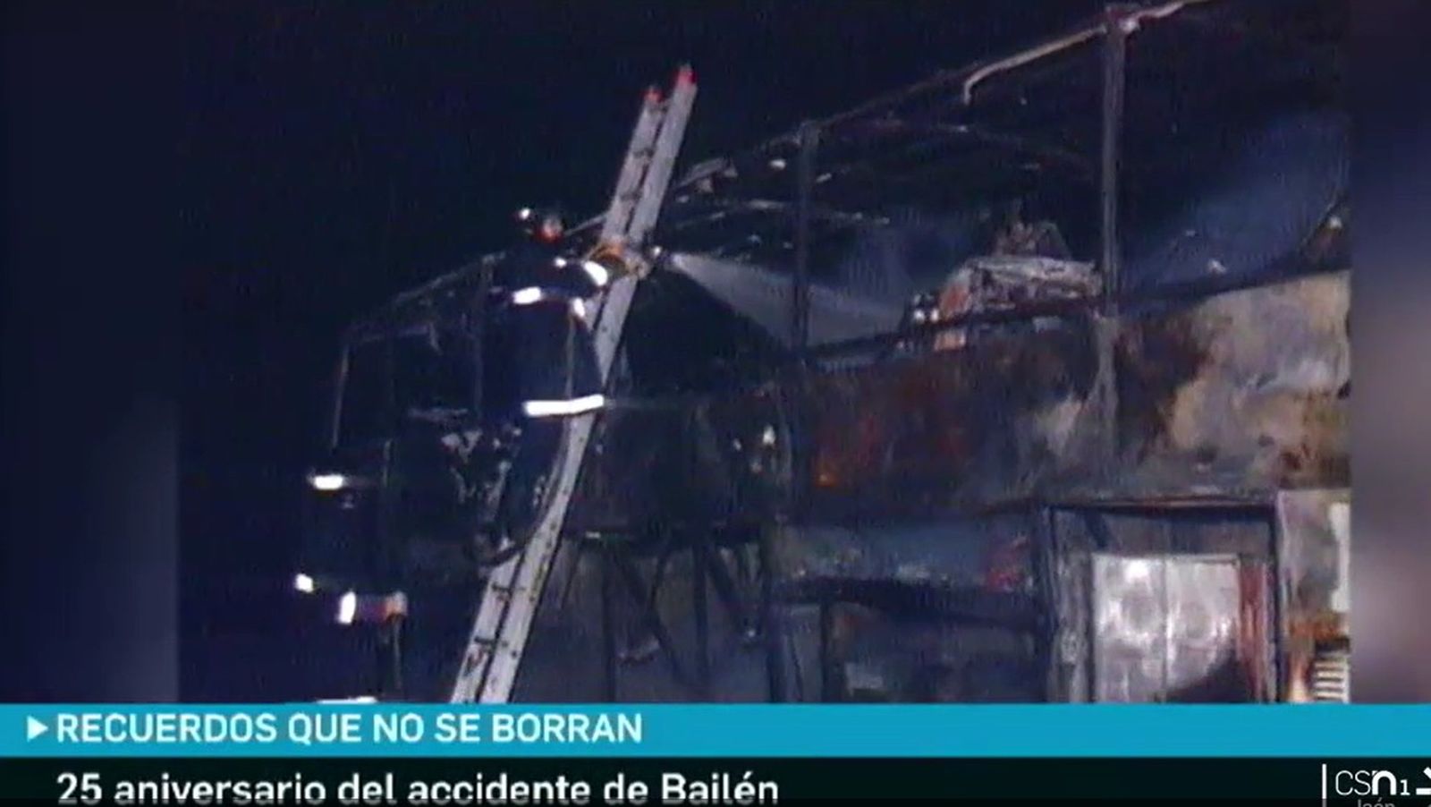 Imagen del reportaje de Canal Sur en 2020 por el accidente de tráfico de Bailén en 1996.