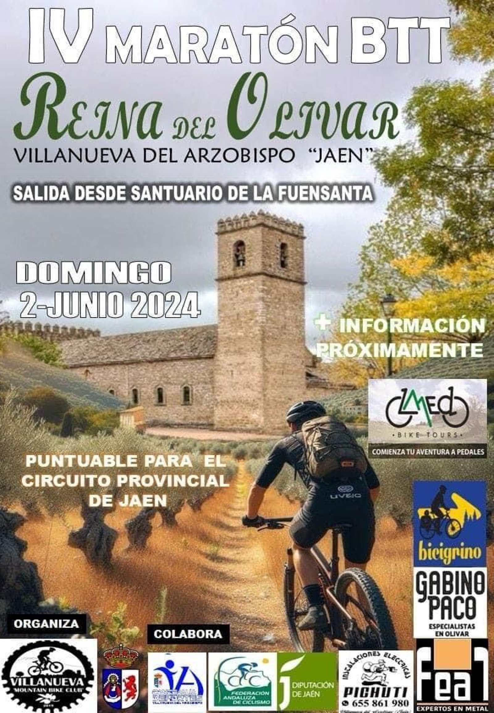 Cartel de la IV edición de la Maratón BTT Reina del Olivar de Villanueva del Arzobispo.