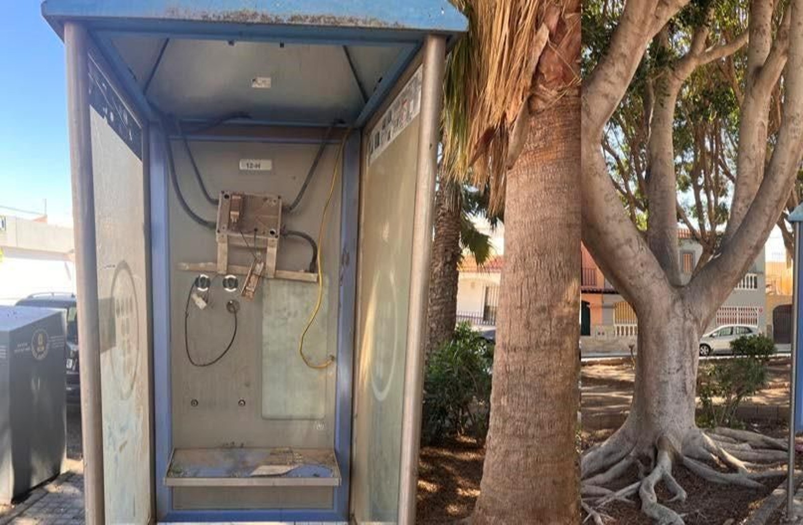 La cabina fue retirada hace escasos días de su emplazamiento junto a una zona ajardinada