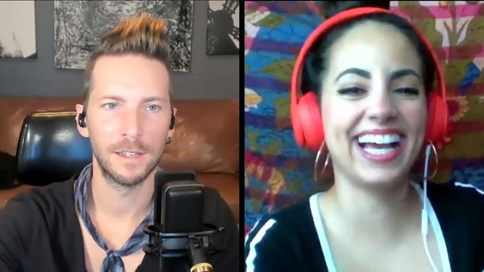 Troy Baker y Sandra Saad, durante la entrevista por videollamada.