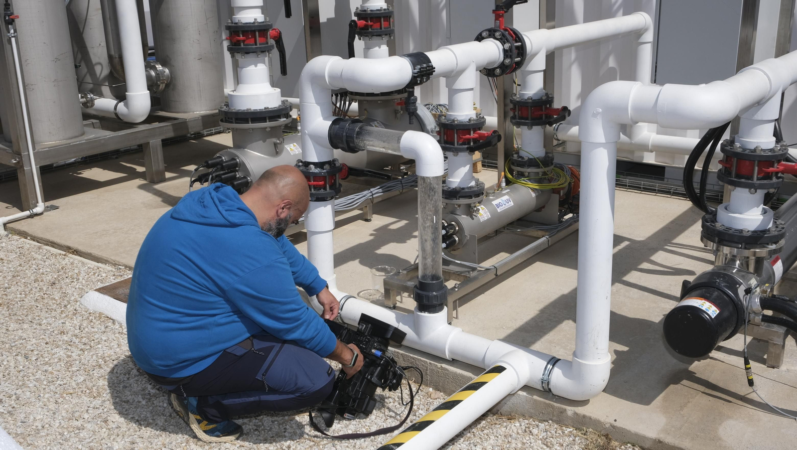 Imágenes de la inauguración del proyecto 'Life Phoenix' de AQUALIA, en la depuradora EDAR El Toyo