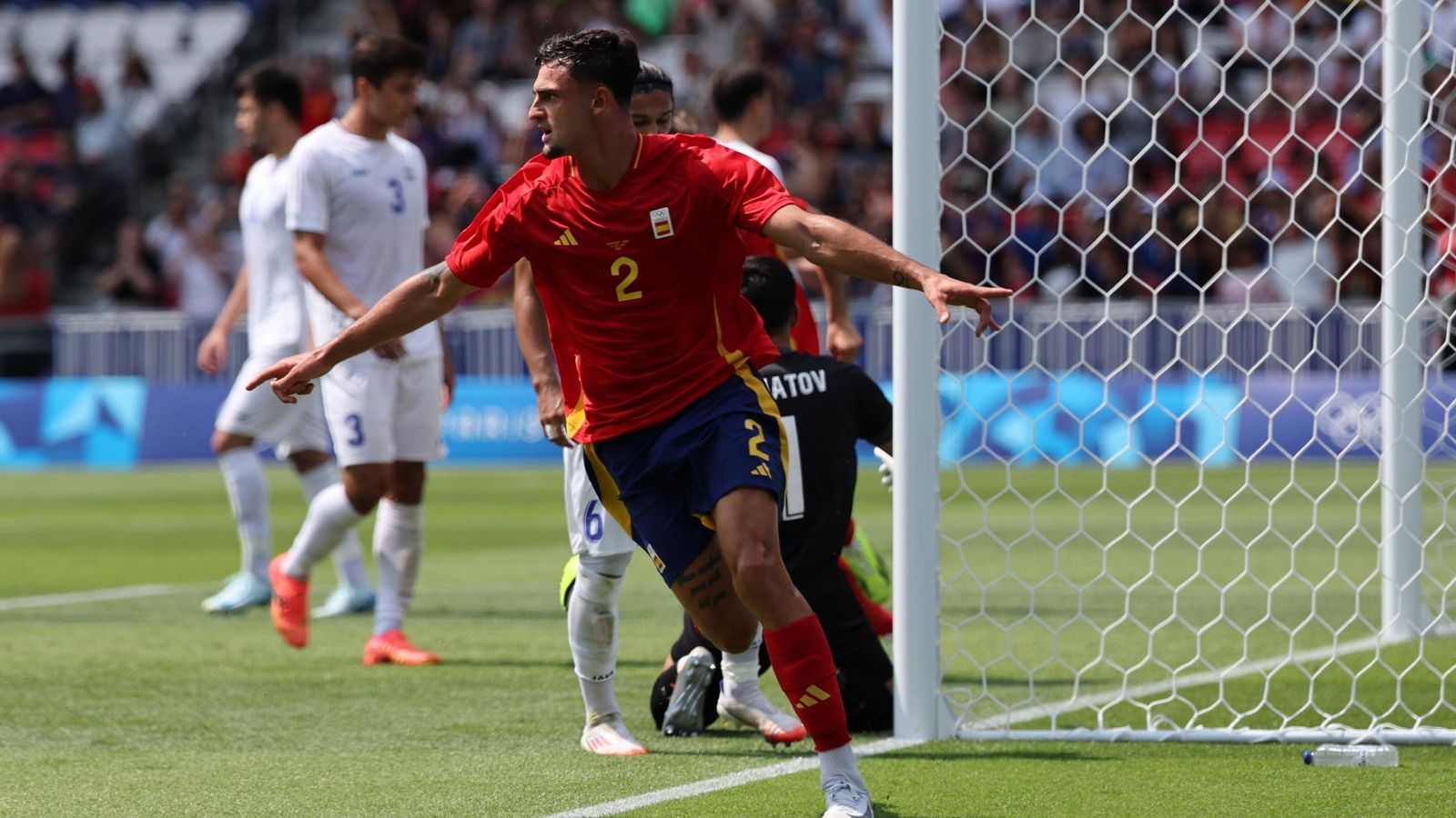 Marc Pubill celebra su gol en los Juegos Olímpicos de París 2024.