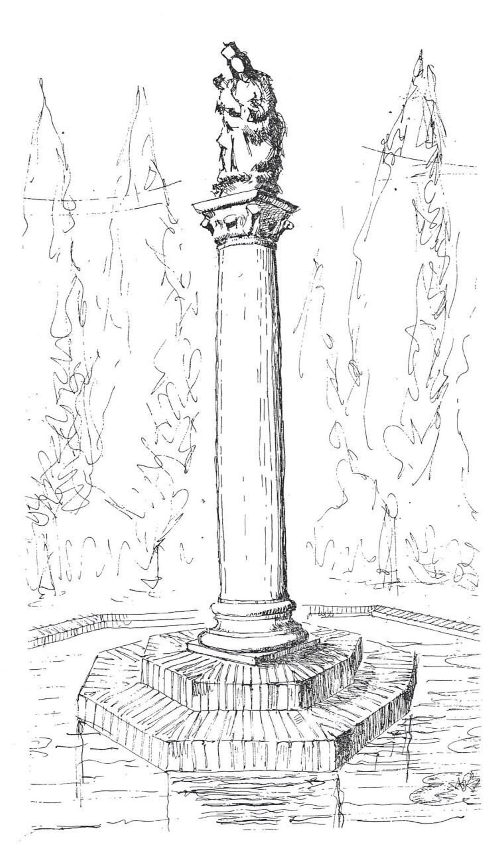 Boceto del monumento a la Virgen de la Cinta.