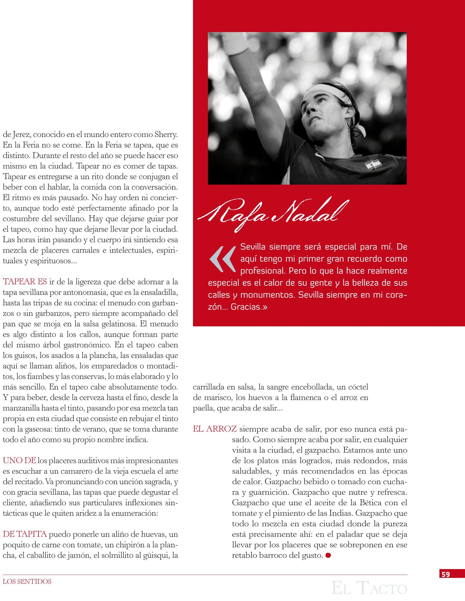 Rafa Nadal en el libro '25 razones para conocer Sevilla'