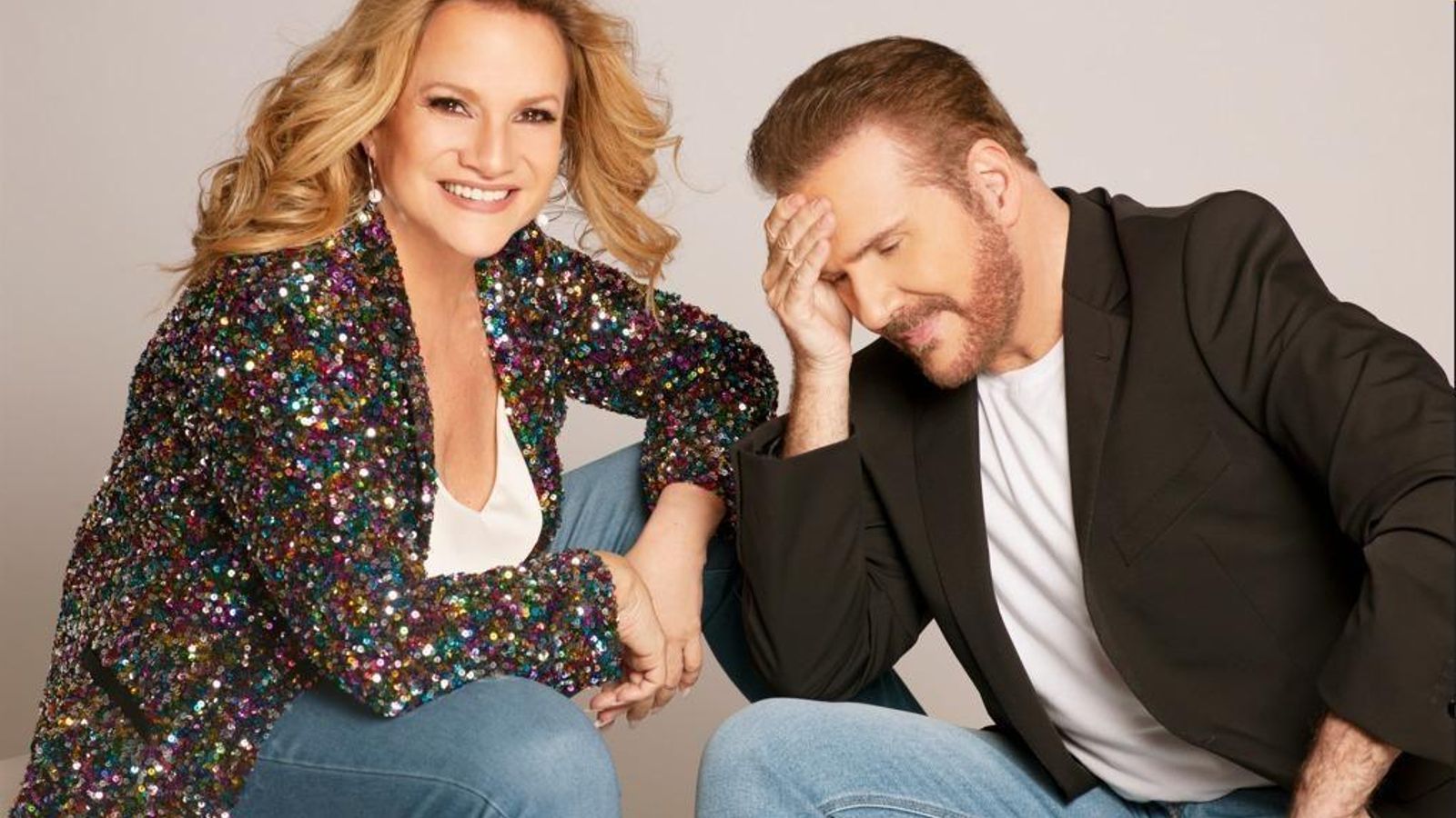 El dúo Pimpinela, los hermanos Lucía y Joaquín Galán