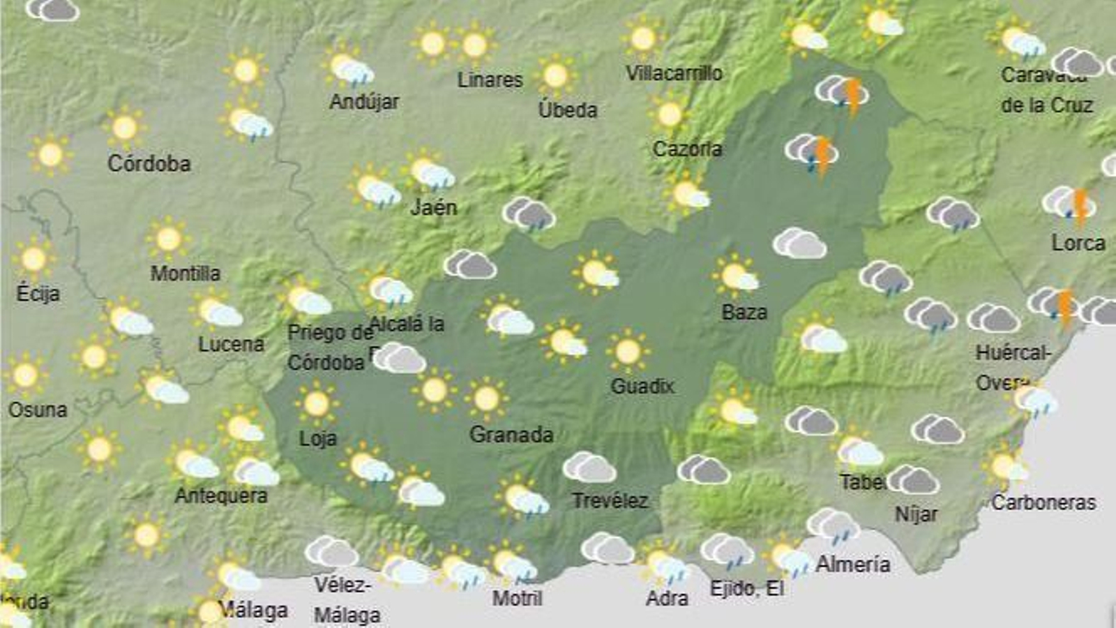 El Tiempo en Granada el 9 de octubre de 2025