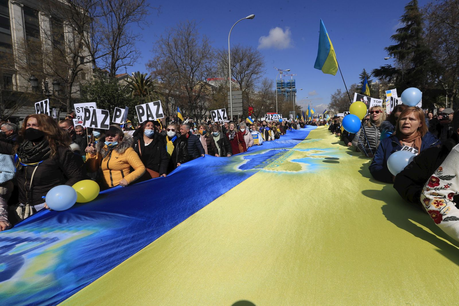 La marcha por la paz y contra la guerra en Ucrania convocada el pasado domingo en Madrid.