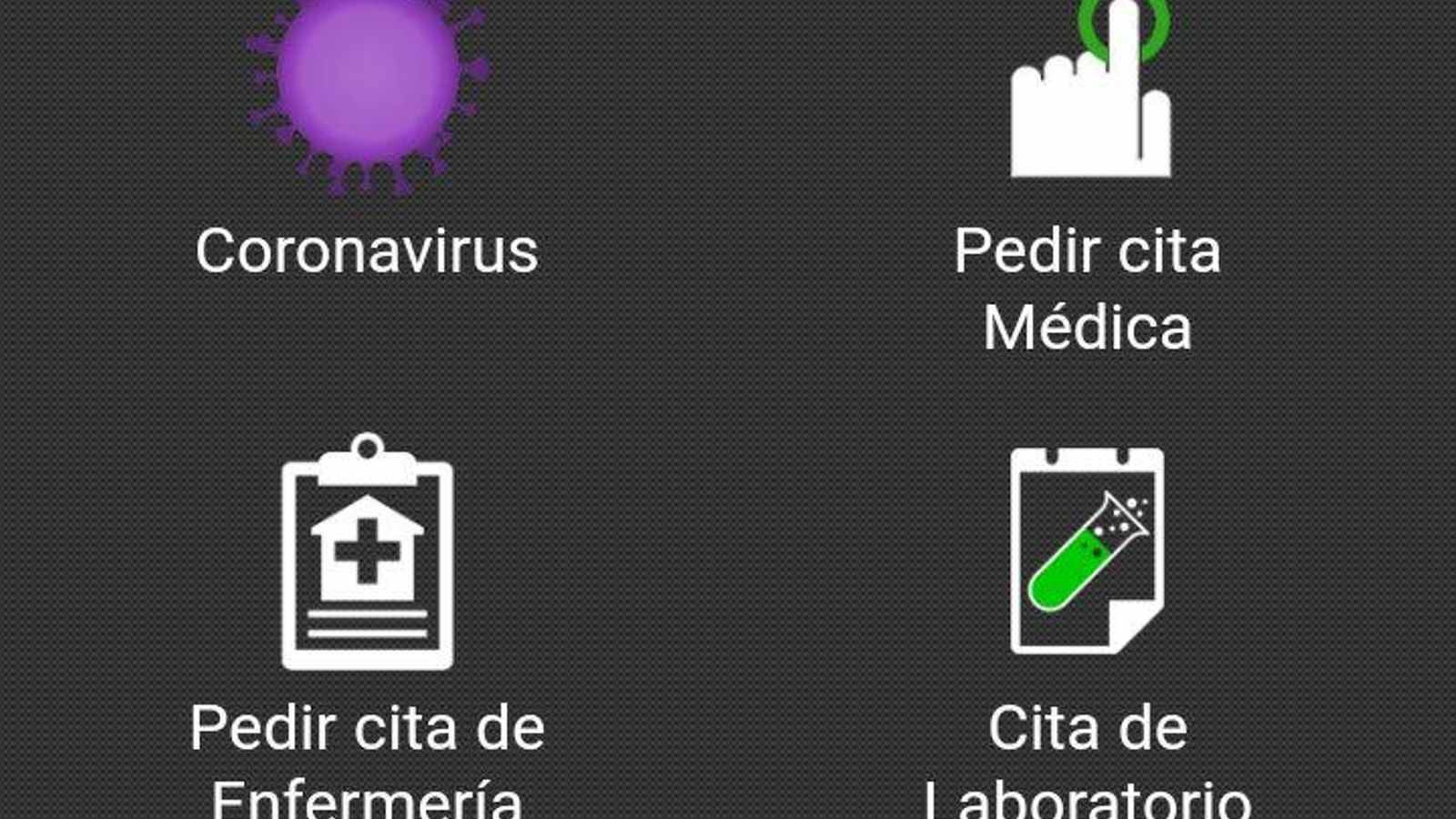 Opciones de la app, entre ellas, la de Coronavirus.