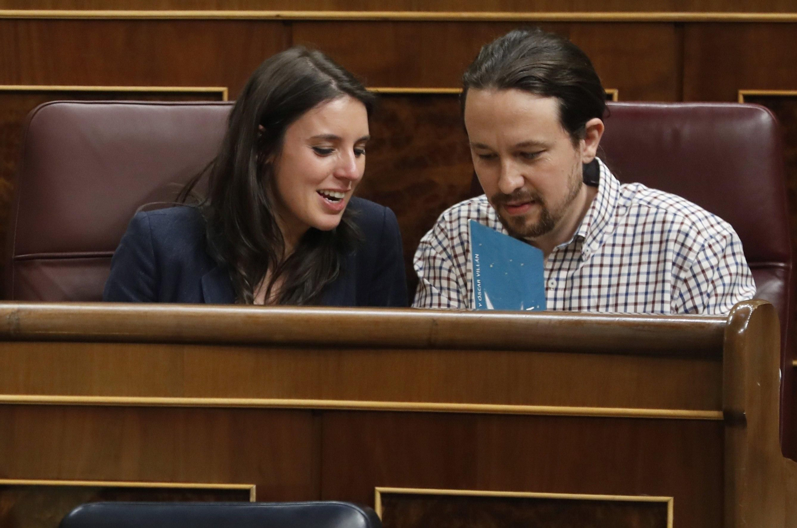 Irene Montero y Pablo Iglesias, en el Congreso de los Diputados.