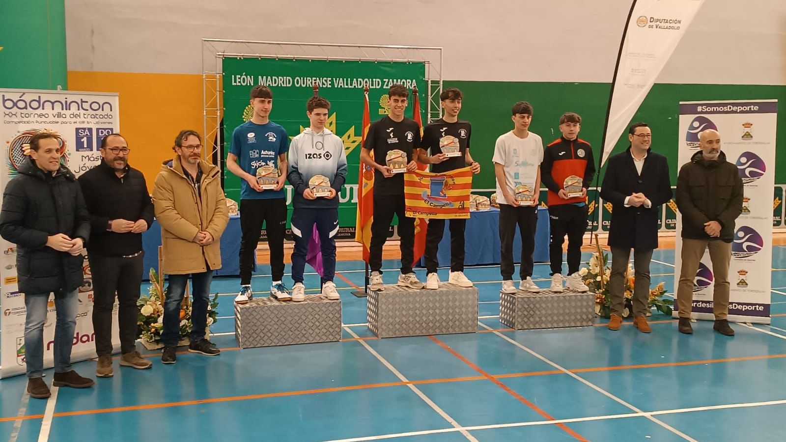 El podio en la prueba de dobles masculino del Máster Nacional.